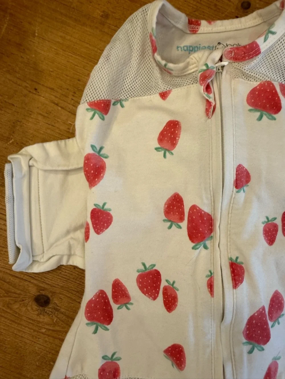 Happiest Baby Strawberry Sleep Sack - White with Red Strawberries